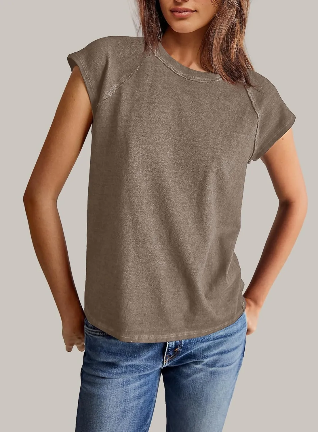 Yanekop Womens Short Sleeve Shirts Crewneck T Shirts Basic Tees Casual Summer Tops Cap Sleeve Tops Trendy Shirts